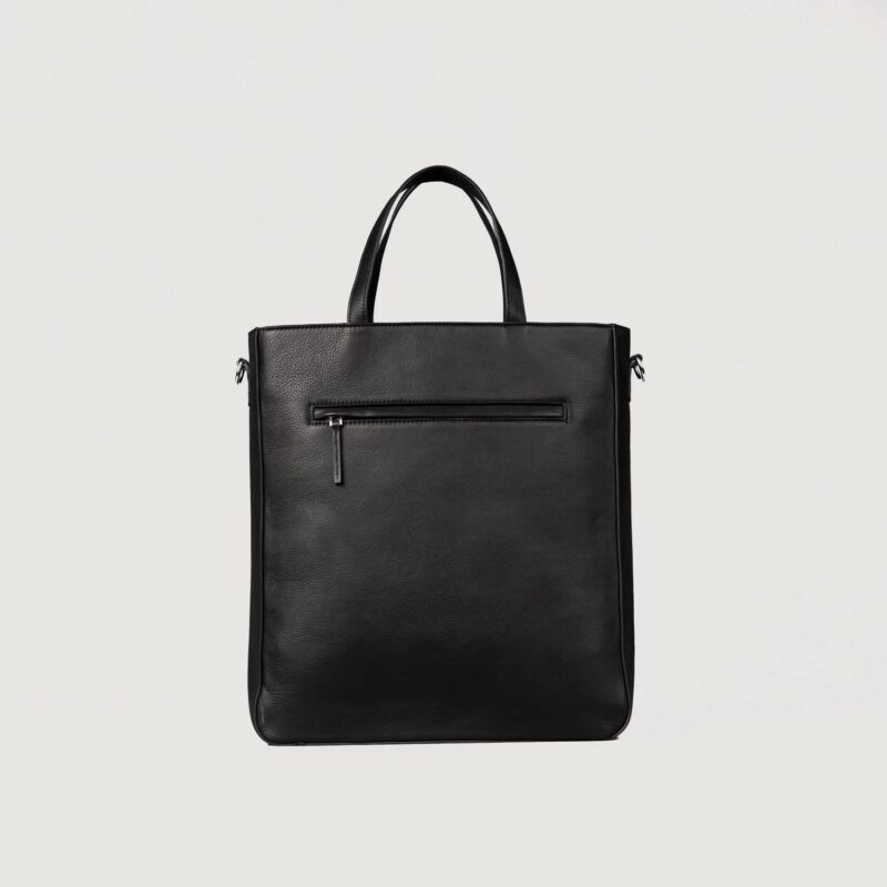 The Poet Black Leather Tote Bag - Leather Clan
