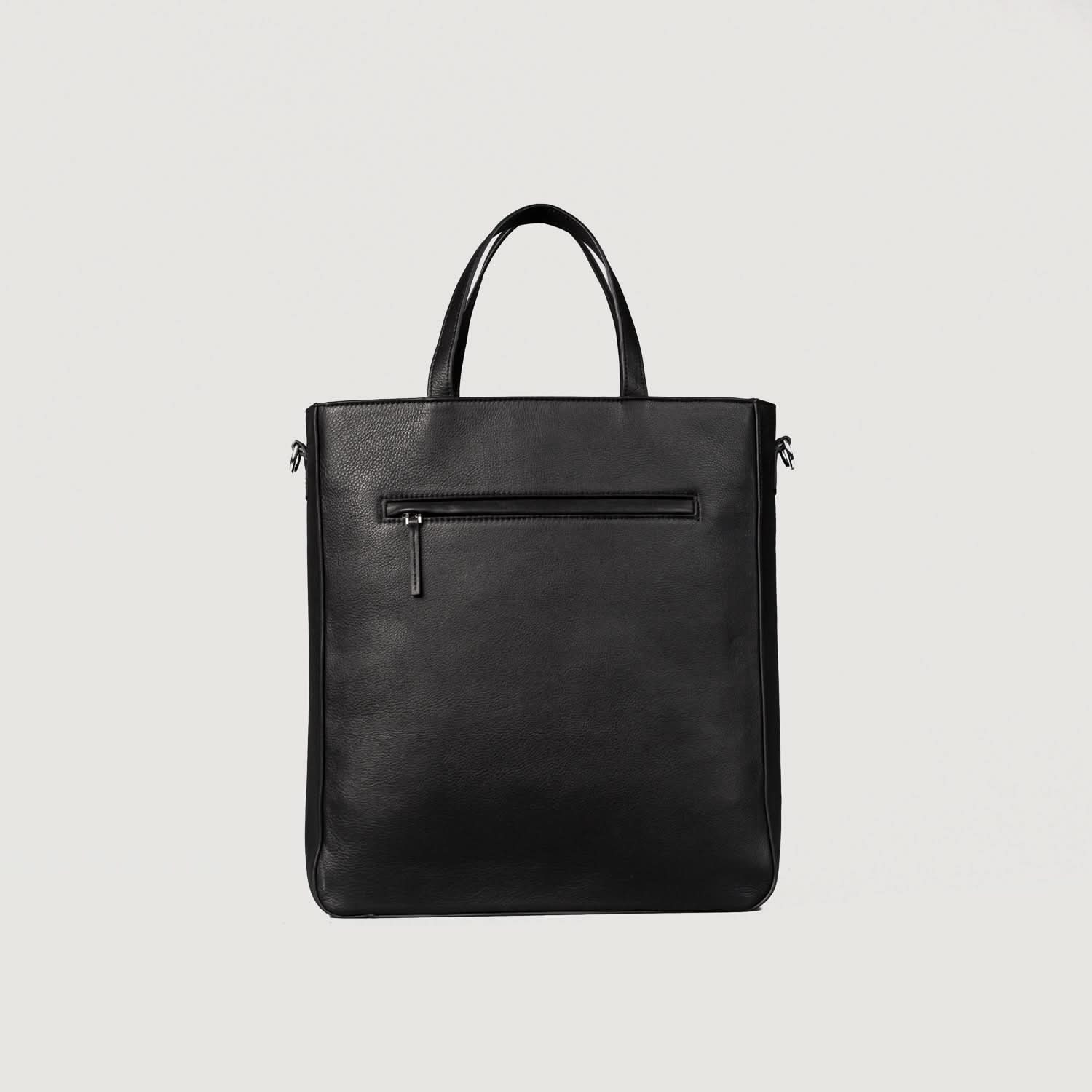 The Poet Black Leather Tote Bag - Leather Clan