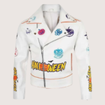 Halloween White Leather Biker Jacket