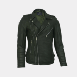 Charlotte Burnt Green Leather Jacket