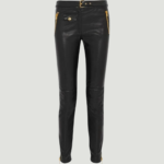 ZIPPER-DETAIL SLIM LEATHER PANTS