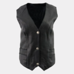 Women's Classic Black Leather Vest