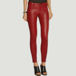 RED STRETCH LEATHER PANTS