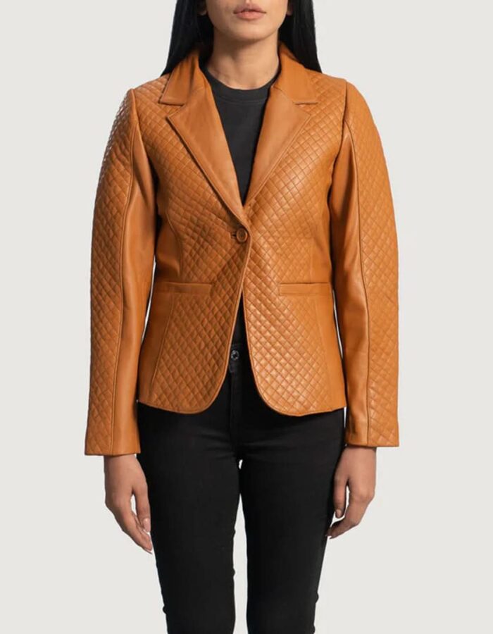 Cora Quilted Brown Leather Blazer