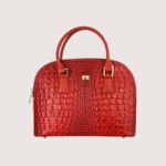 Red Noir Croc Leather Handbag