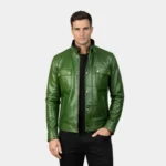 Darren Distressed Green Leather Biker Jacket
