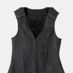Studded Black Leather Biker Vest