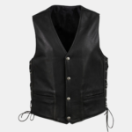 Men's Black Steerhide Motorcycle Leather Vest