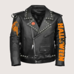Halloween Black Zip-up Biker Leather Jacket