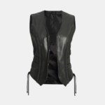 Cindy Womens Black Leather Biker Vest