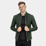 Fernando Quilted Green Suede Biker Jacket