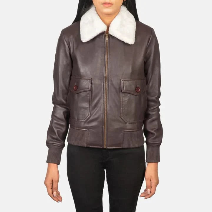 Stella G-1 Maroon Leather Bomber Jacket - Leather Clan