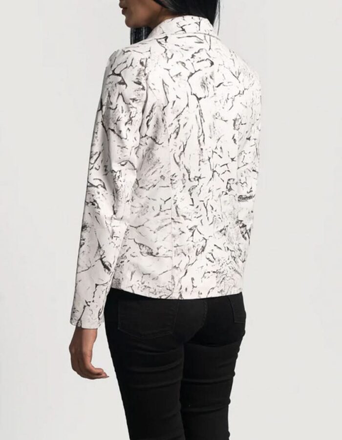 Donna Blake White Leather Blazer - Leather Clan