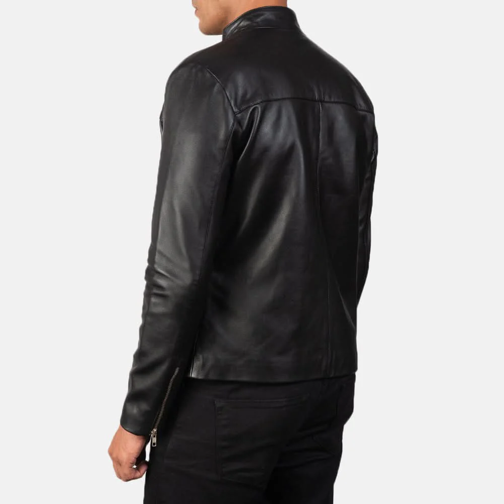 Adornica Black Leather Biker Jacket - Image 4