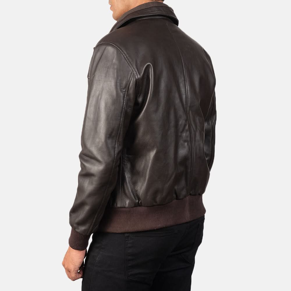Hudson Men's Brown Leather Bomber Jacket - Image 5