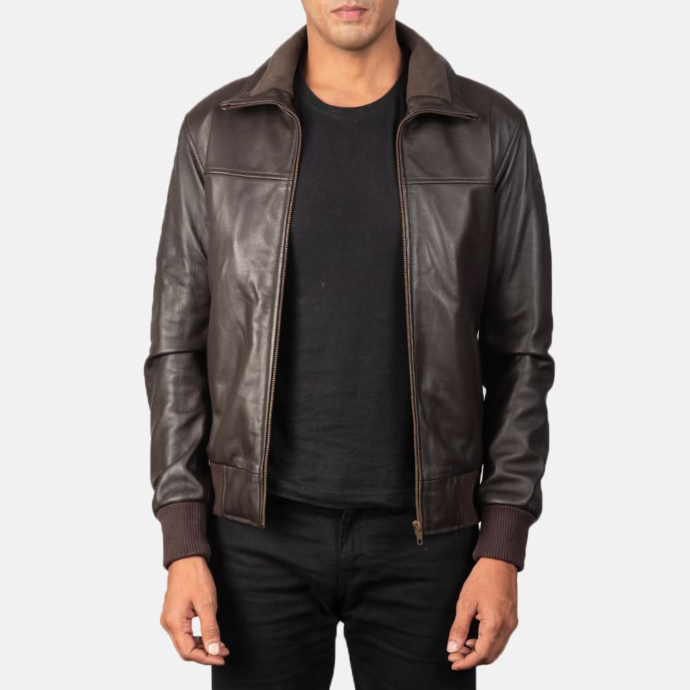 Hudson Men's Brown Leather Bomber Jacket - Image 7