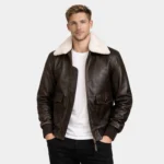 Airin Brown Leather Bomber Jacket