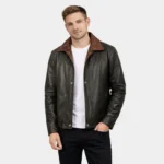 Alfred Brown Leather Bomber Jacket