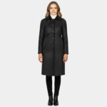 Alina Shearling Black Leather Coat - Leather Clan
