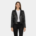 Alison Black Leather Biker Jacket - Leather Clan
