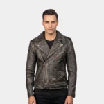 Allaric Alley Distressed Brown Leather Biker Jacket