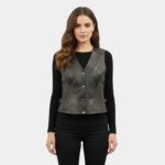 Black and Pink Studded Leather Vest