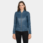 Bliss Blue Leather Bomber Jacket - Leather Clan