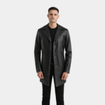 Brawnton Black Leather Coat