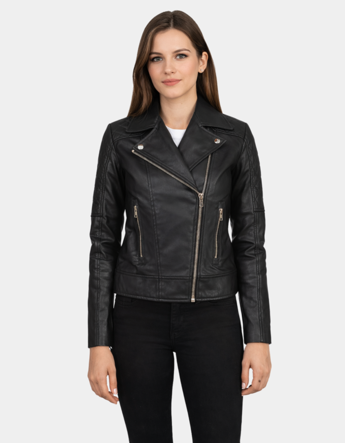 Carolyn Quilted Black Biker Jacket - Leather Clan