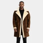 Charles Brown Suede Leather Shearling Double-Breasted Coat