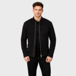 Charcoal Black Suede Biker Jacket