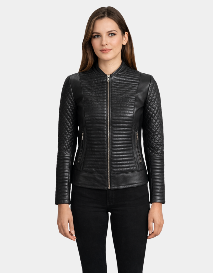 Cityscape Black Leather Biker Jacket - Leather Clan