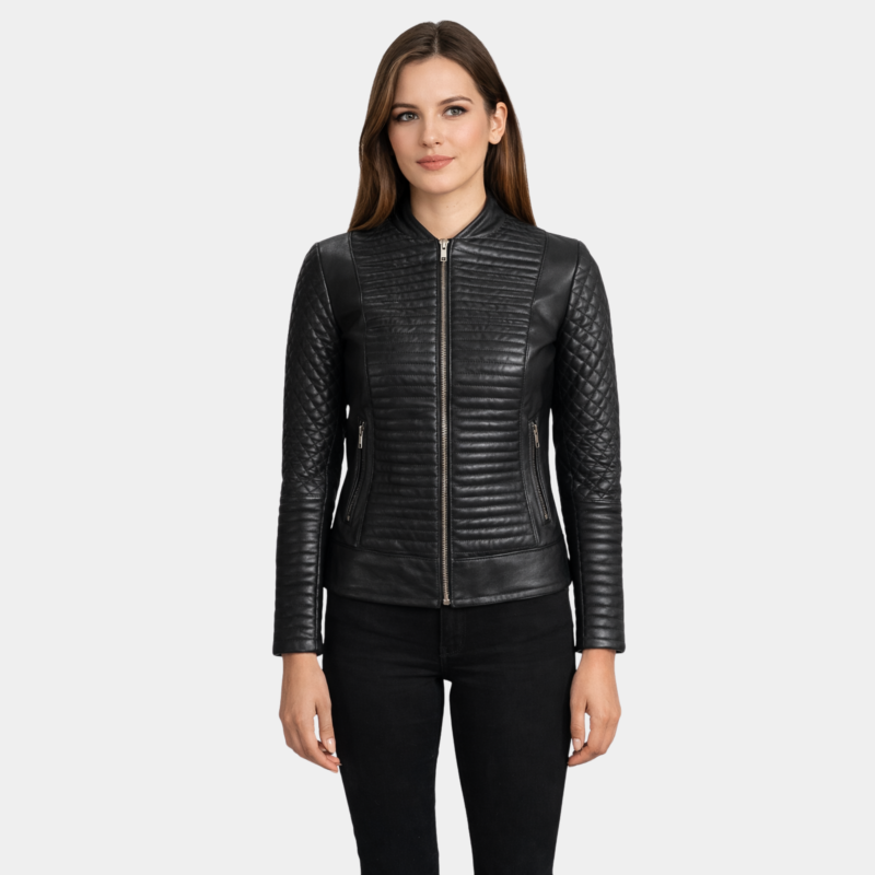 Cityscape Black Leather Biker Jacket - Leather Clan