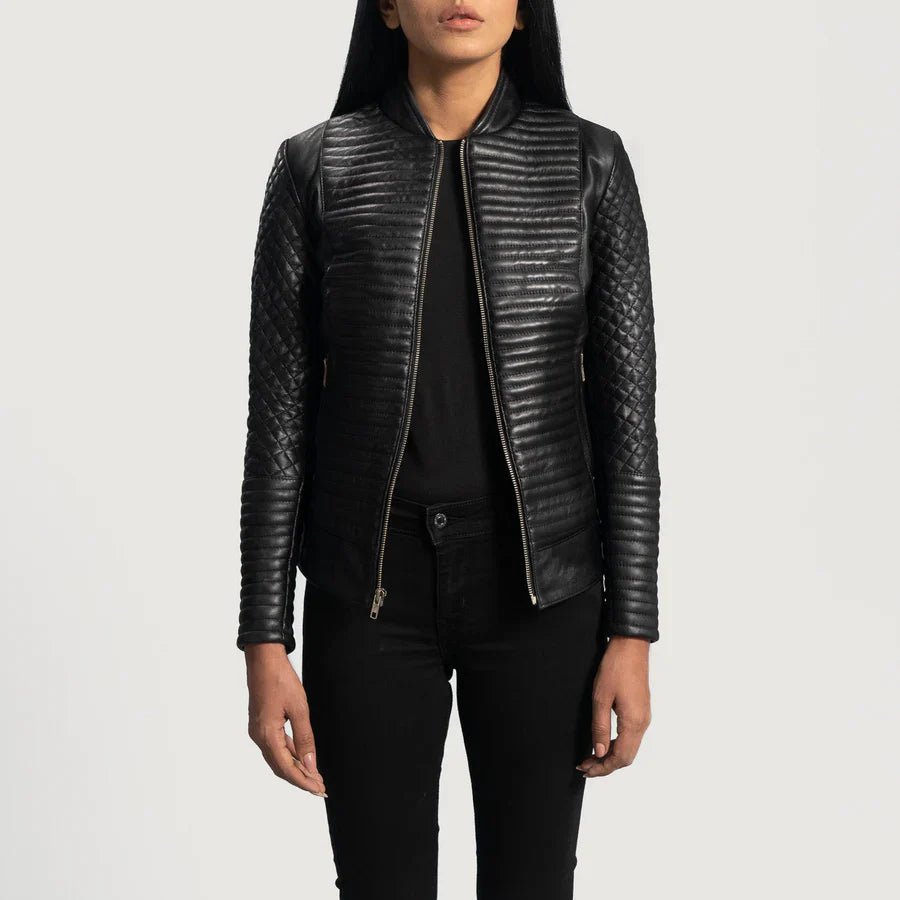Cityscape Black Leather Biker Jacket - Image 1