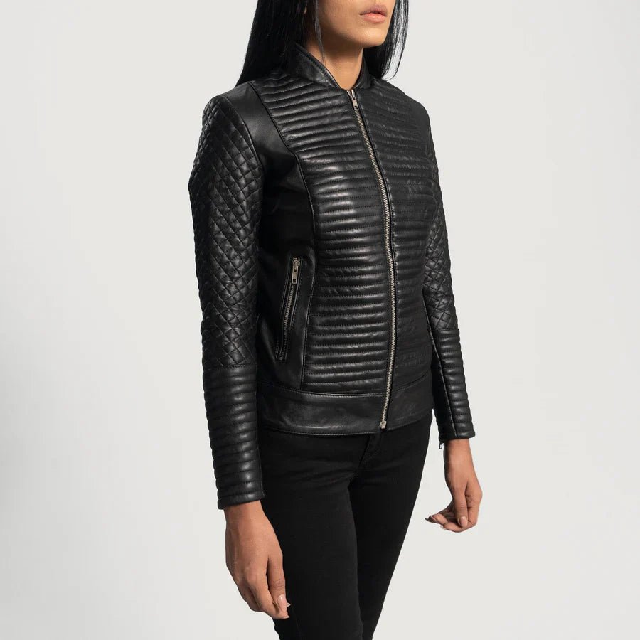 Cityscape Black Leather Biker Jacket - Image 4
