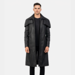 Classic Distressed Black Leather Duster