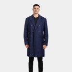 Claud Blue Wool Double Breasted Coat