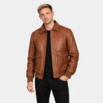 Coffmen Brown A2 Leather Bomber Jacket
