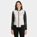 Cole Silver Leather Bomber Jacket - Leather Clan