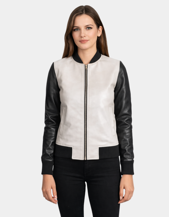 Cole Silver Leather Bomber Jacket - Leather Clan