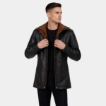 Connor Black Leather Coat