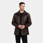 Connor Maroon Leather Coat