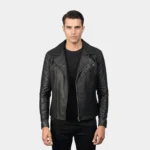 Danny Quilted Black Leather Biker Jacket