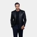 Daron Black Leather Blazer