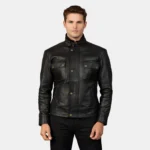 Beckett Black Leather Biker Jacket