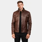 Hudson Brown Leather Field Jacket