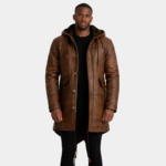 Delvin Distressed Brown Leather Parka