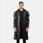 Deux Black Leather Duster