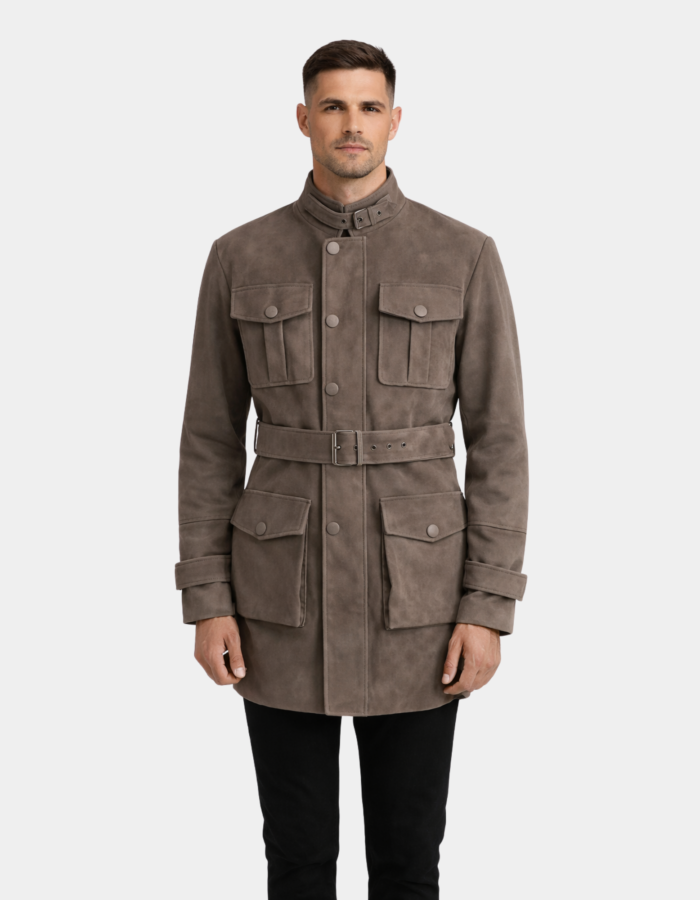 Dolf Grey Suede Coat - Leather Clan