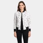 Donna Blake White Leather Bomber Jacket - Leather Clan